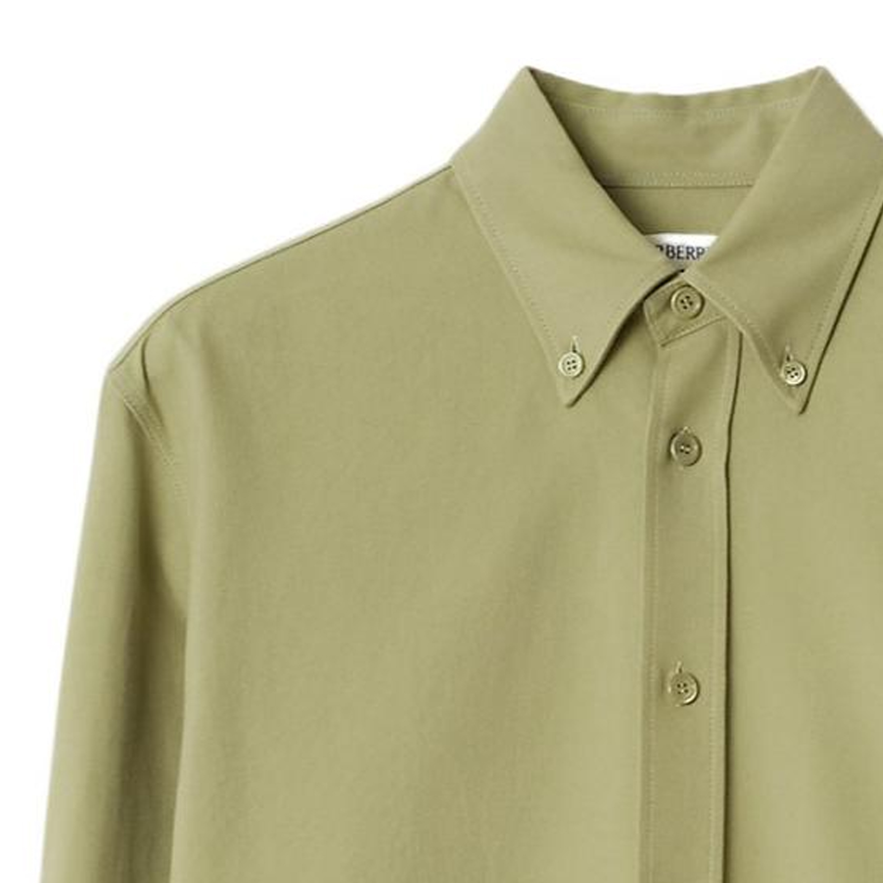 Cheap 버버리 SS24 솔리드 컬러 포인트 카라 그린 긴팔 셔츠 80823031