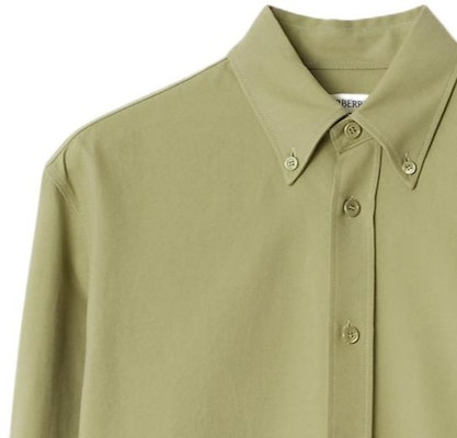 Burberry SS24 Solid Color Point Collar Long Sleeve Shirt Green 80823031 Cheap Burberry SS24 Solid Color Point Collar Long Sleeve Shirt Green 80823031