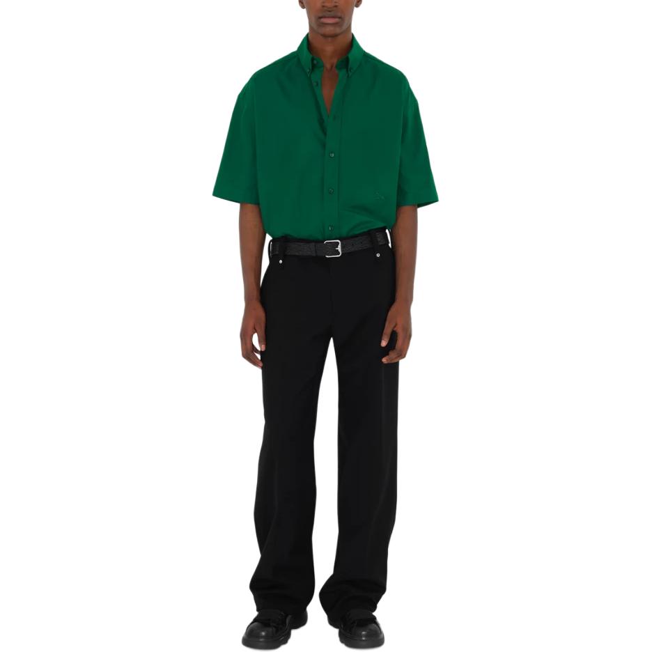 Shop 버버리 SS24 솔리드 컬러 반팔 캐주얼 버튼업 셔츠. 80819781