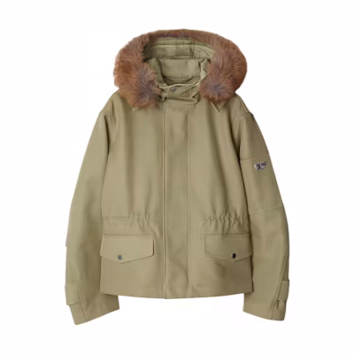 Burberry SS24 Solid Color Short Hooded Long Sleeve Coat Orion Beige. 80952541