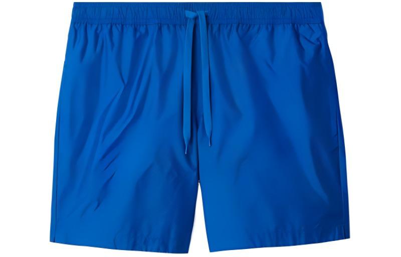 Order Burberry SS24  Solid Logo Casual Mid-Waist Shorts Canvas Blue. 80843221