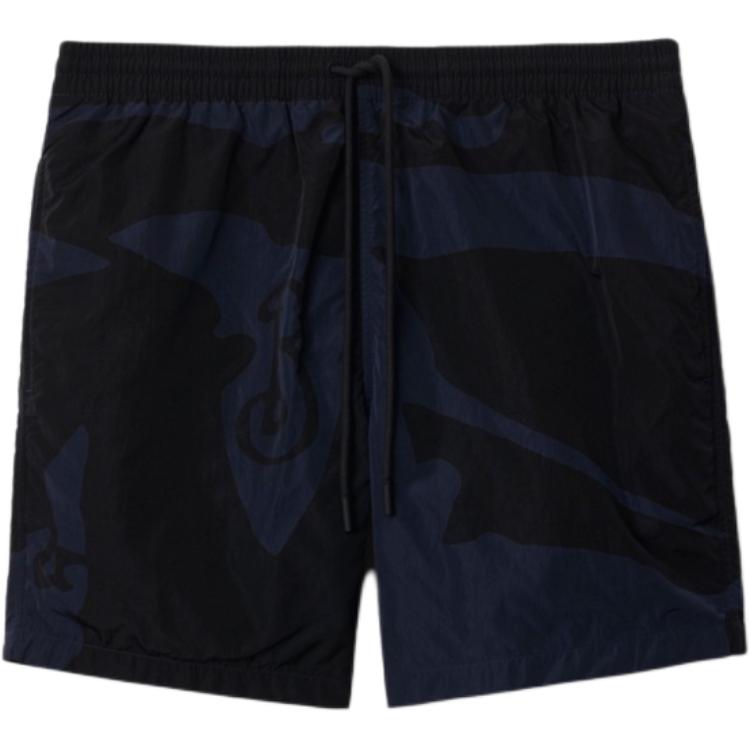 Order Burberry SS24 素色中腰直筒海灘短褲 深藍色 80960331