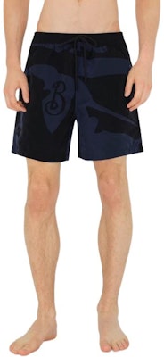 Burberry SS24 素色中腰直筒海灘短褲 深藍色 80960331 Shop Burberry SS24 素色中腰直筒海灘短褲 深藍色 80960331