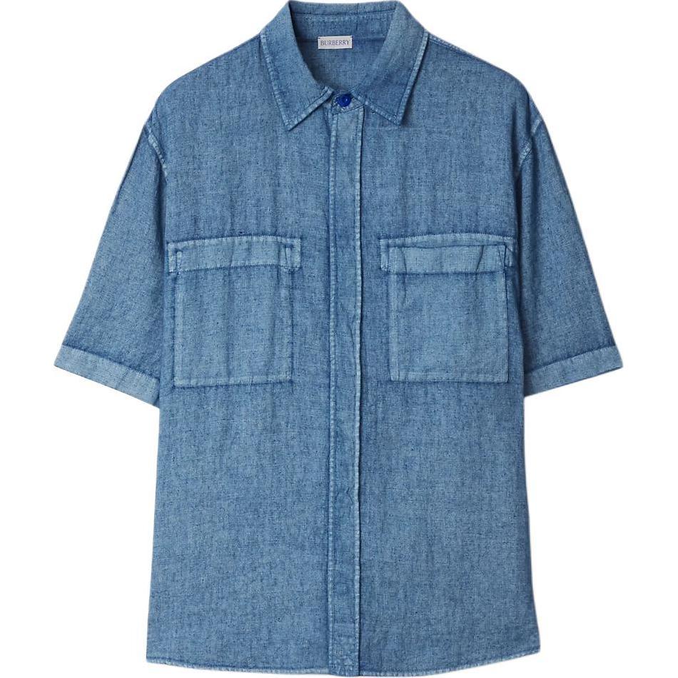 Burberry SS24  Solid Short-Sleeve Casual Shirt in Knight Blue. 80826581 圖 2