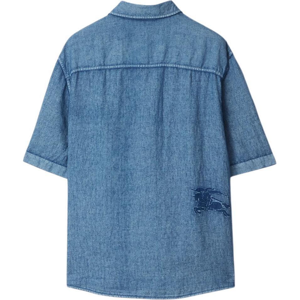 Burberry SS24  Solid Short-Sleeve Casual Shirt in Knight Blue. 80826581 圖 3