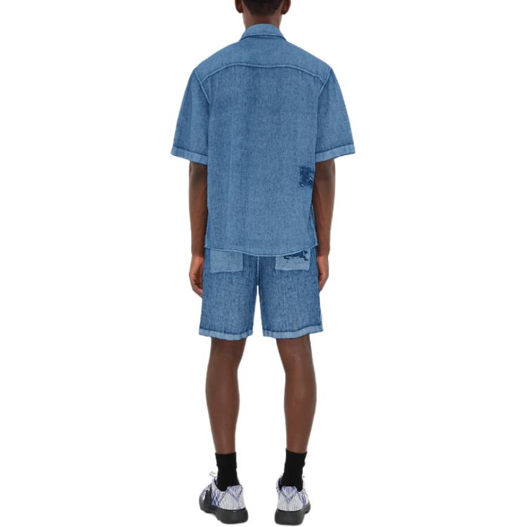 Burberry SS24  Solid Short-Sleeve Casual Shirt in Knight Blue. 80826581 圖 6