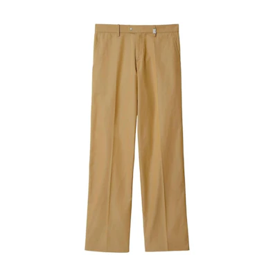 Burberry SS24 Solid Zip Pleated Straight-Cut Casual Pants Camel Brown 80869081
