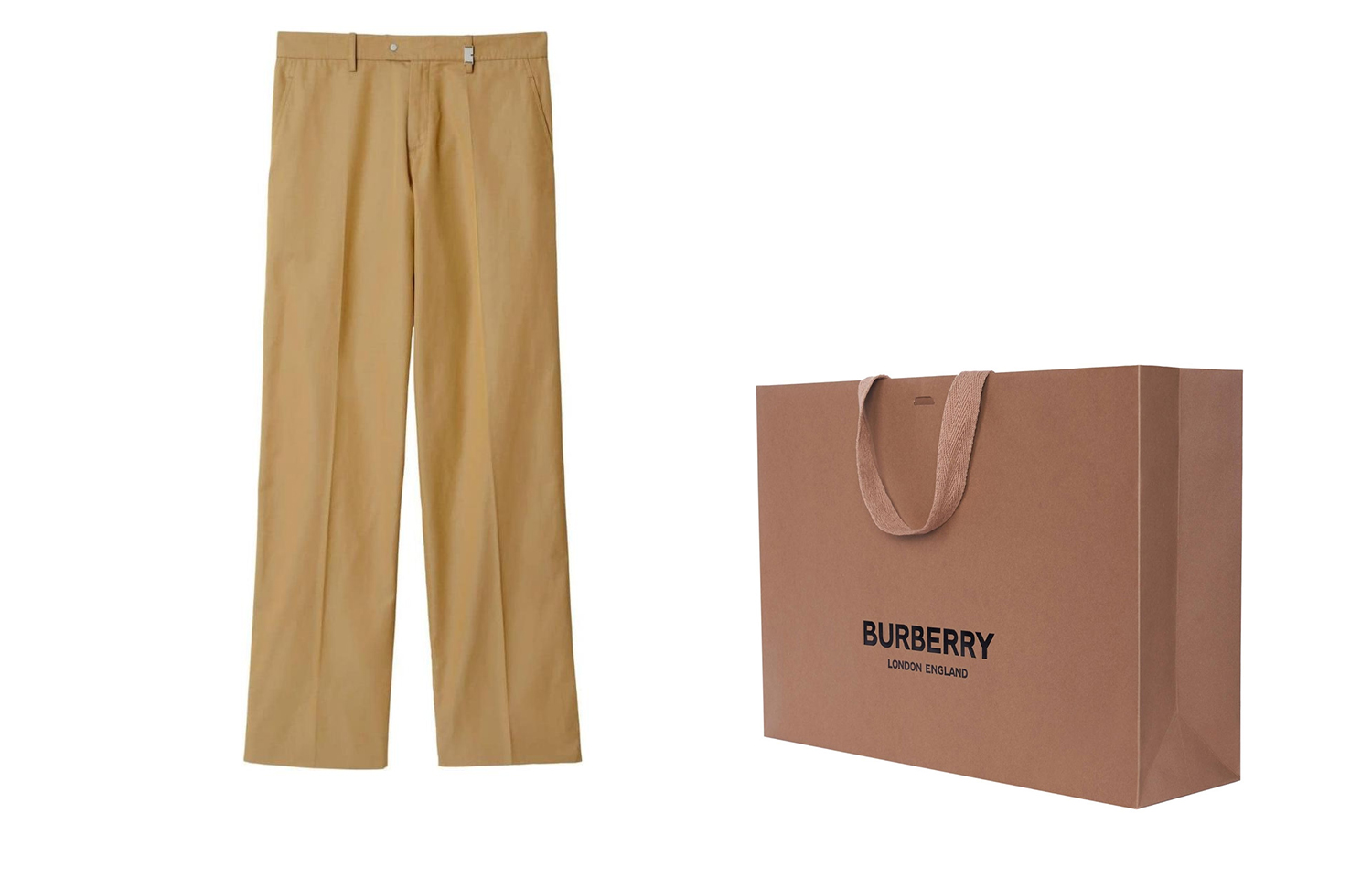 Shop Burberry SS24  Solid Zip Pleated Straight-Cut Casual Pants Camel Brown 80869081