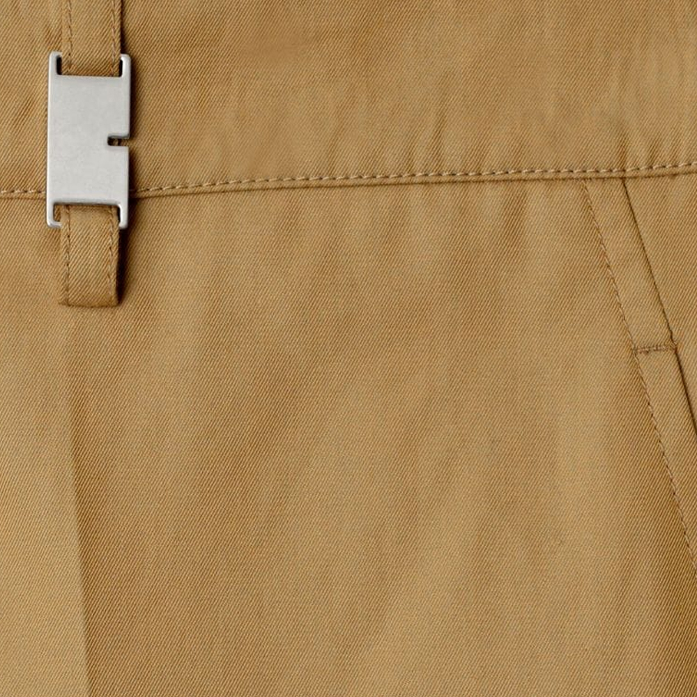 Purchase Burberry SS24  Solid Zip Pleated Straight-Cut Casual Pants Camel Brown 80869081