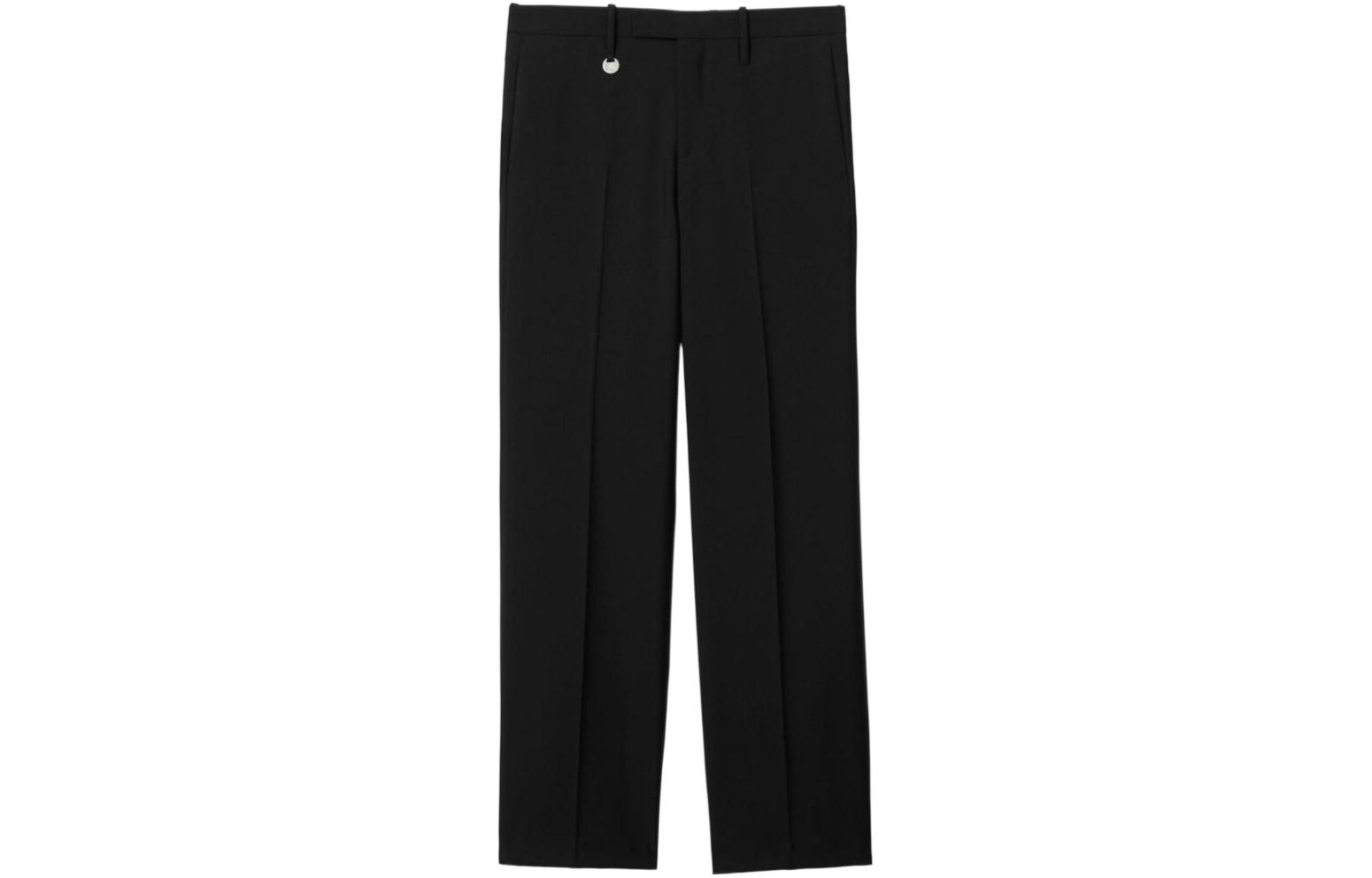 Order Burberry SS24 黑色直筒休闲裤带腰带环。 80870491