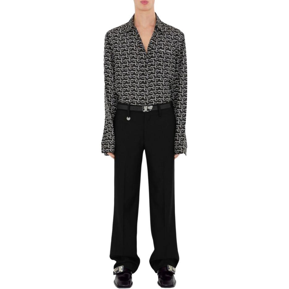 Shop Burberry SS24 黑色直筒休闲裤带腰带环。 80870491