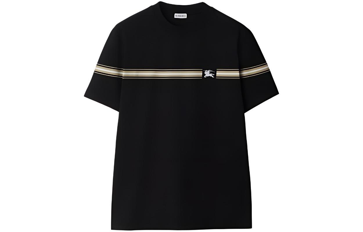 Burberry SS24  Striped Crewneck Short Sleeve T-Shirt Black 80910261