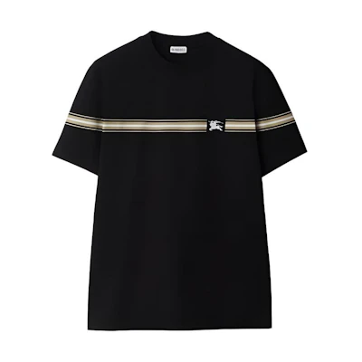 Burberry SS24 Striped Crewneck Short Sleeve T-Shirt Black 80910261