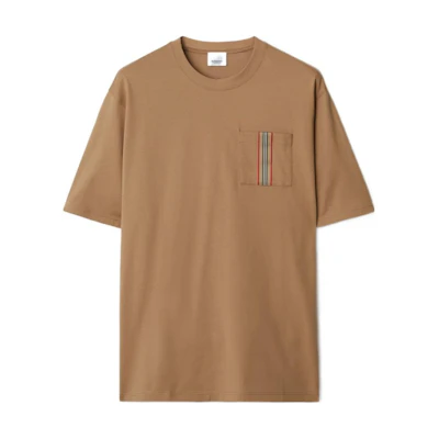Burberry SS24 Striped Crewneck Short Sleeve T-Shirt Beige 80844231