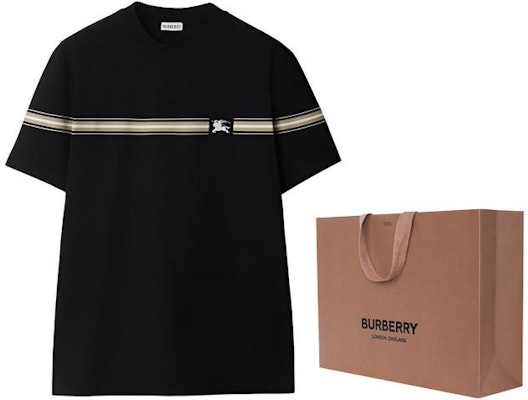 Burberry SS24 Baju T Hitam Lengan Pendek Crewneck Berjalur 80910261 Shop Burberry SS24 Baju T Hitam Lengan Pendek Crewneck Berjalur 80910261