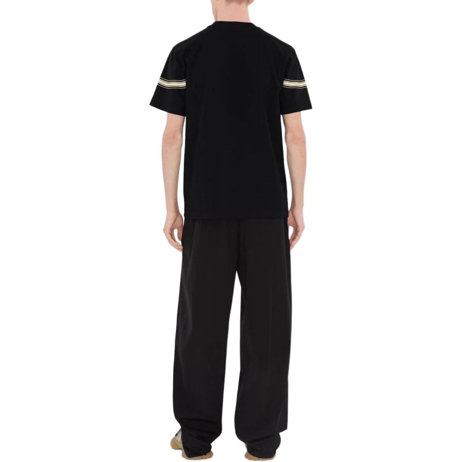 Details for Burberry SS24 Baju T Hitam Lengan Pendek Crewneck Berjalur 80910261