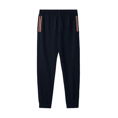 Burberry SS24 Striped Knit Drawstring Casual Pants Navy Blue. 80878711