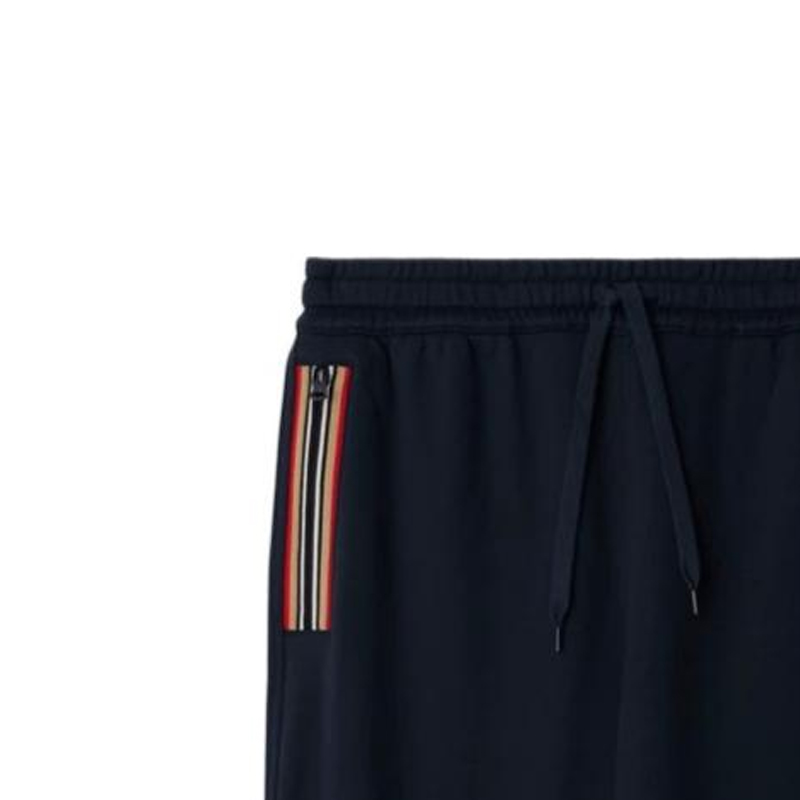 Details for Burberry SS24 Celana Santai Knit Bergaris Tali Serut Biru Navy. 80878711