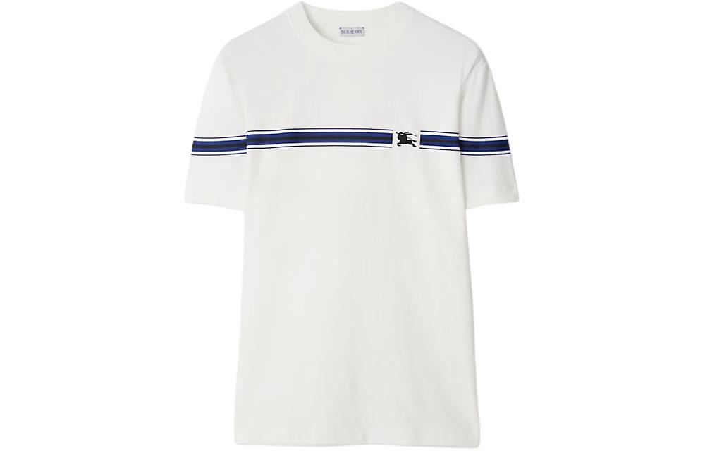 Burberry SS24  Striped Pony Print Casual Short Sleeve T-Shirt Salt Crystal. 80904361