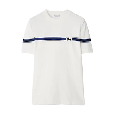 Burberry SS24 Striped Pony Print Casual Short Sleeve T-Shirt Salt Crystal. 80904361