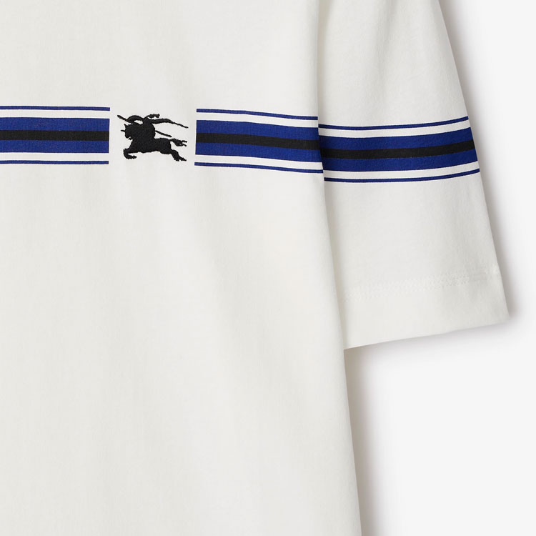 Cheap Burberry SS24 條紋小馬印花休閒短袖T恤 鹽晶色。 80904361