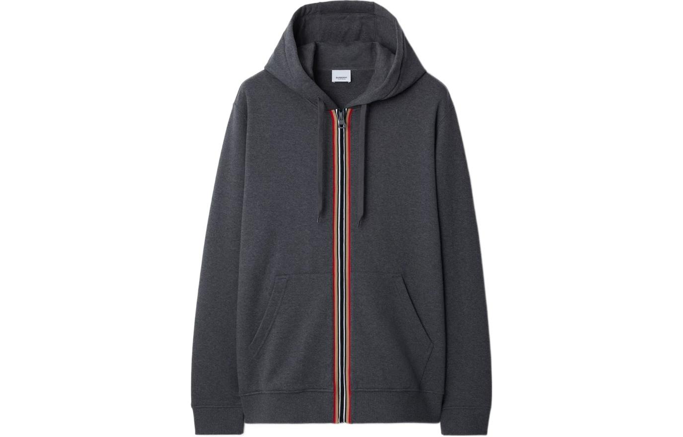 Burberry SS24  Striped Zipper Hoodie with Drawstring - Dark Grey 808443011 圖 2