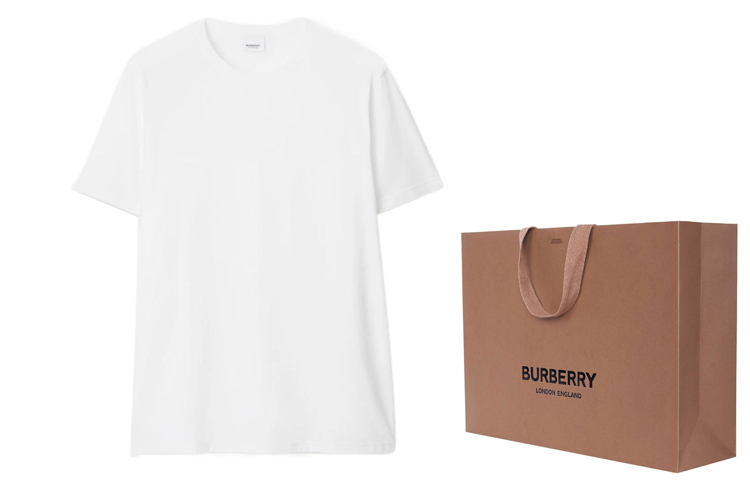 Shop Burberry SS24 Kaos Putih Lengan Pendek Crewneck Kasual. 80839401