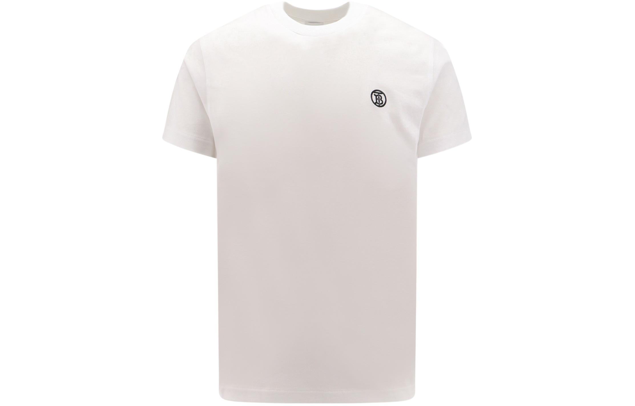 Order Burberry SS24  White Crewneck T-Shirt with Solid Color Logo Embroidery. 80840151