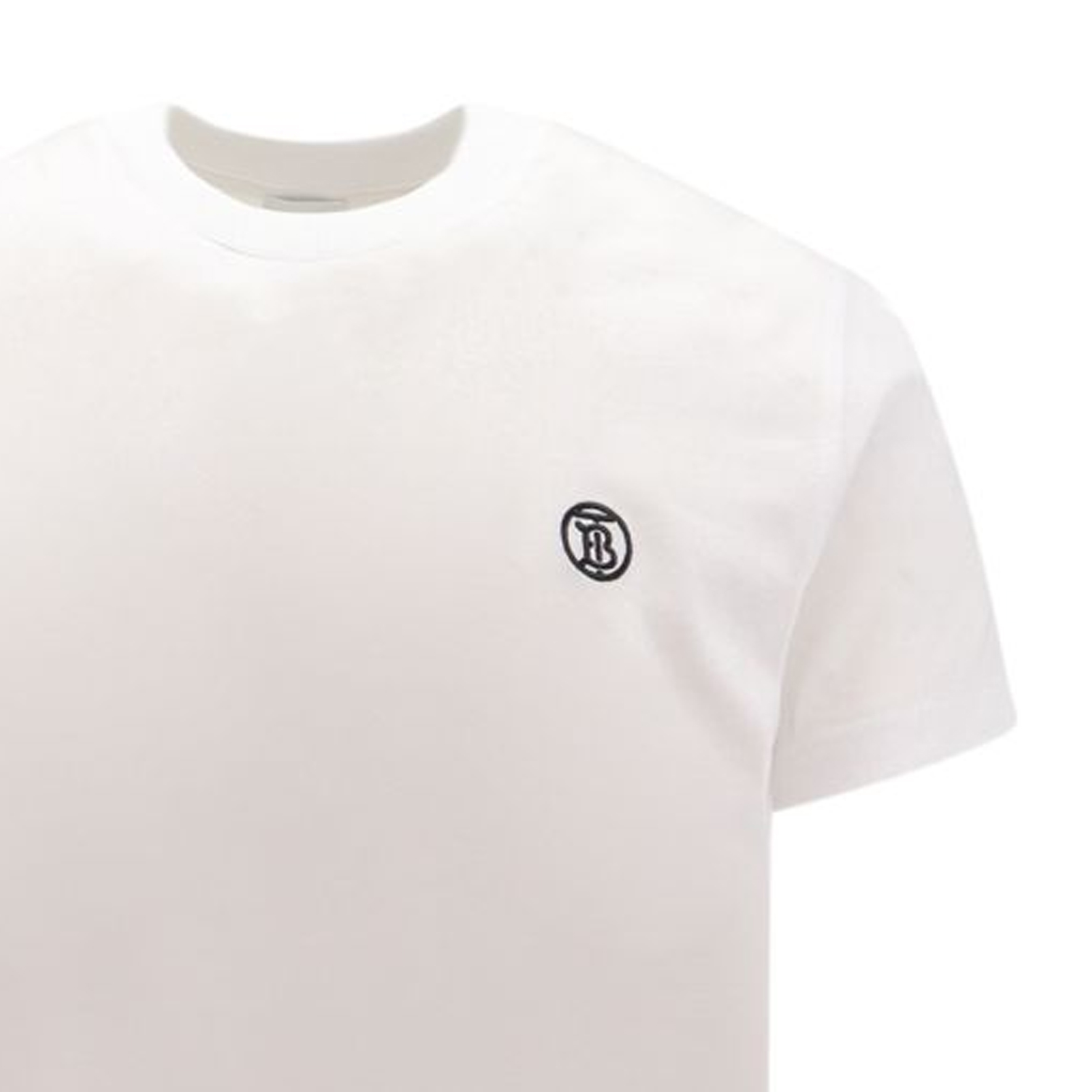 Details for Burberry SS24  White Crewneck T-Shirt with Solid Color Logo Embroidery. 80840151
