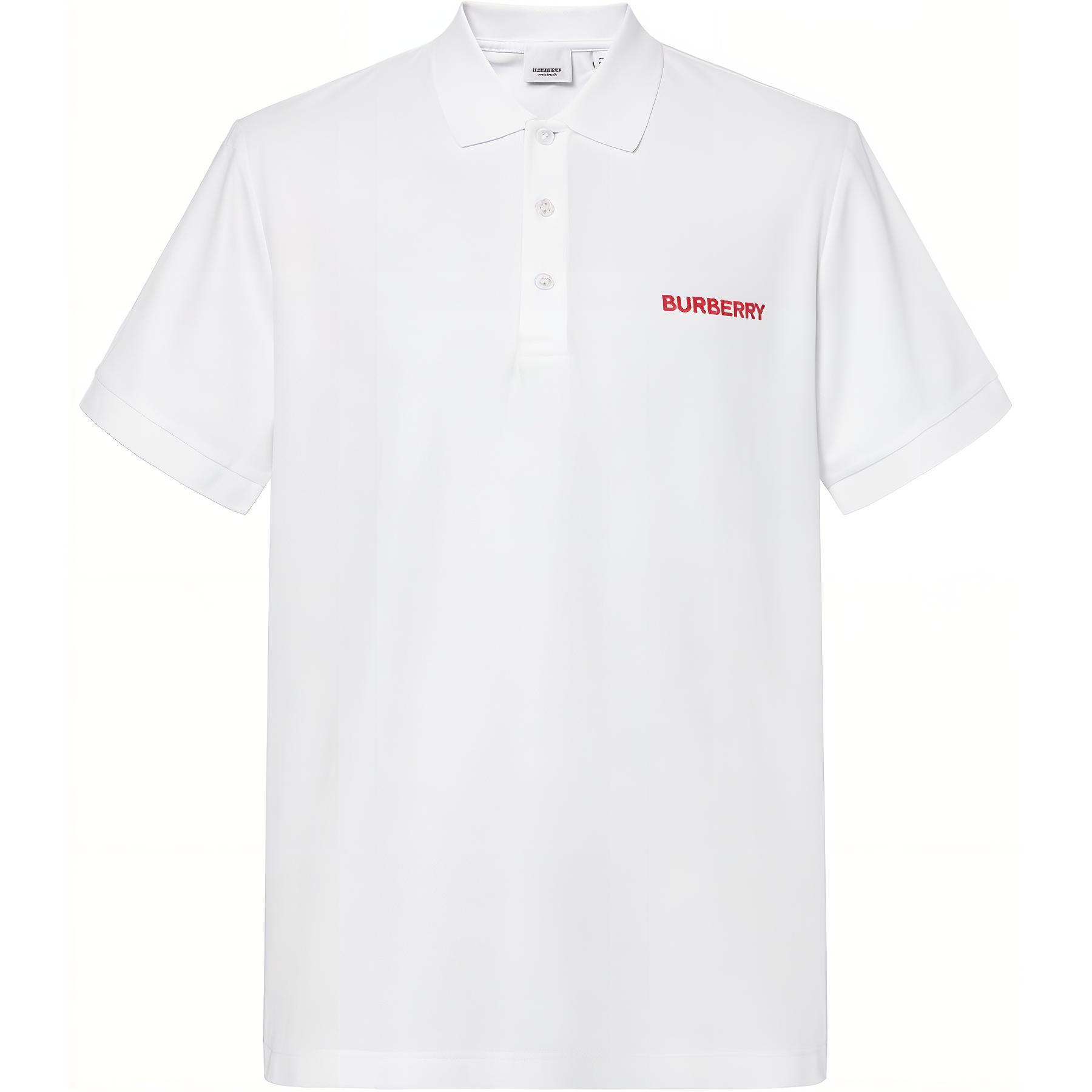 Burberry SS24  White Polo Shirt with Embroidered Logo. 80844401