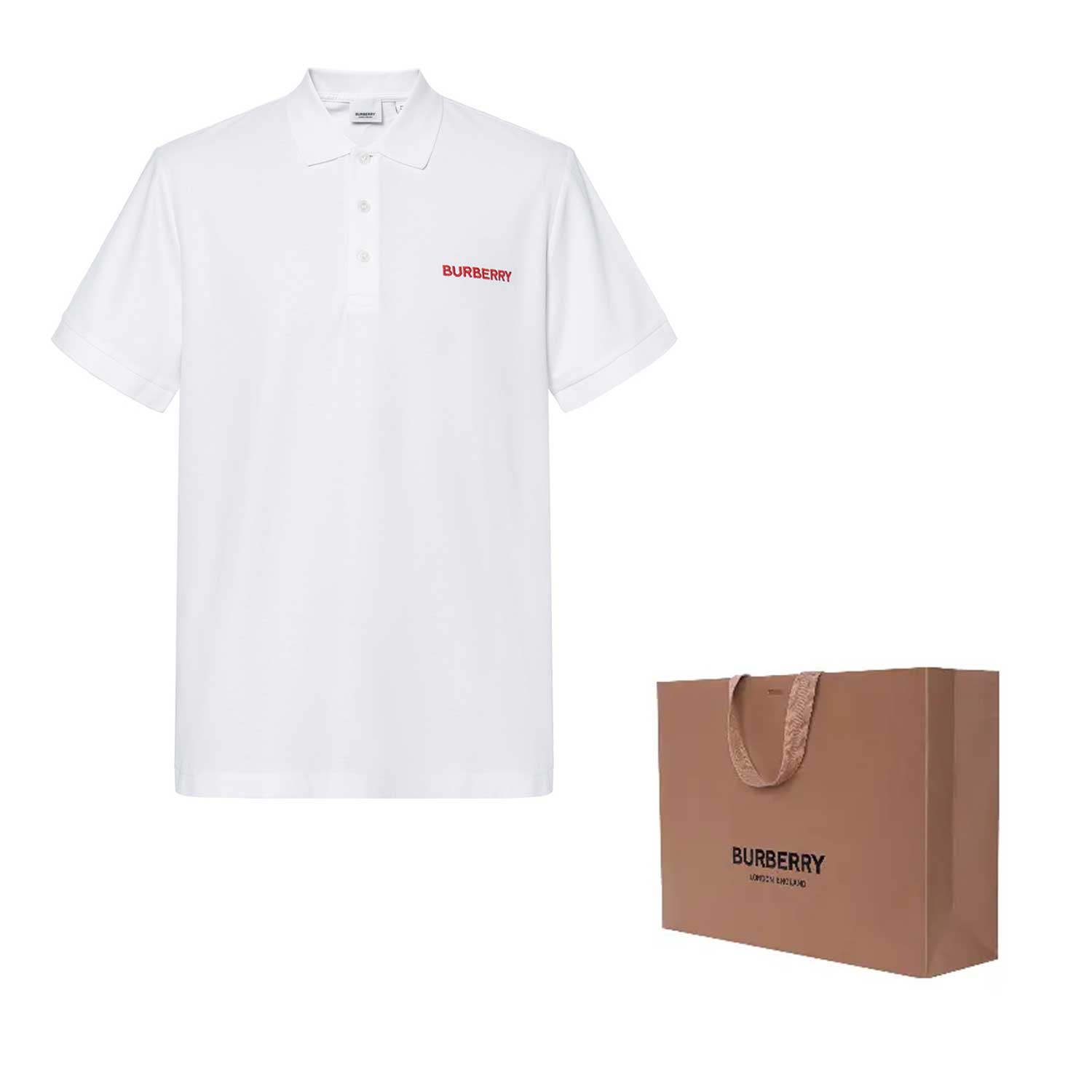 Shop Burberry SS24  White Polo Shirt with Embroidered Logo. 80844401