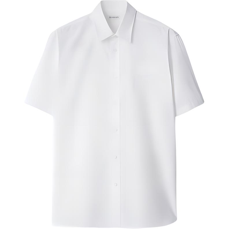 Burberry SS24  White Short-Sleeve Shirt with Embroidered Equestrian Logo. 80953191