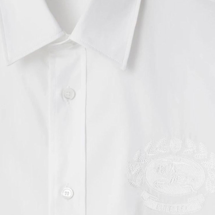 Burberry SS24  White Short-Sleeve Shirt with Embroidered Equestrian Logo. 80953191 圖 6
