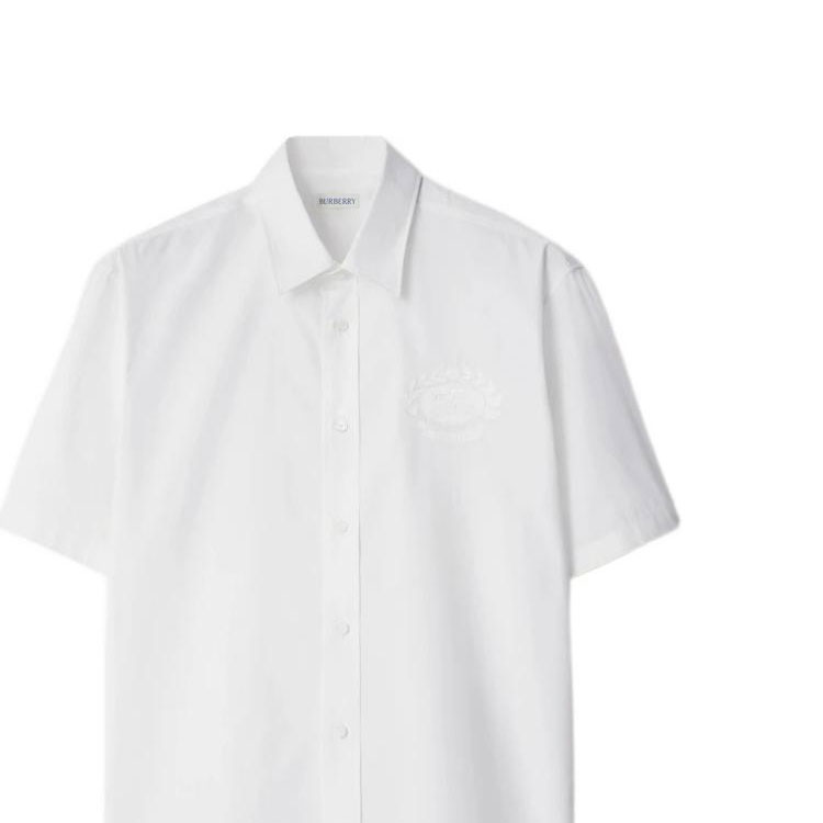 Burberry SS24  White Short-Sleeve Shirt with Embroidered Equestrian Logo. 80953191 圖 7
