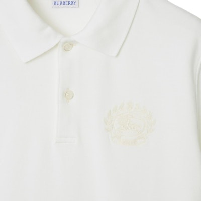 バーバリー SS24 ホワイト スリムフィット ポロシャツ エクエストリアン ナイト デザイン 809515611 Purchase バーバリー SS24 ホワイト スリムフィット ポロシャツ エクエストリアン ナイト デザイン 809515611