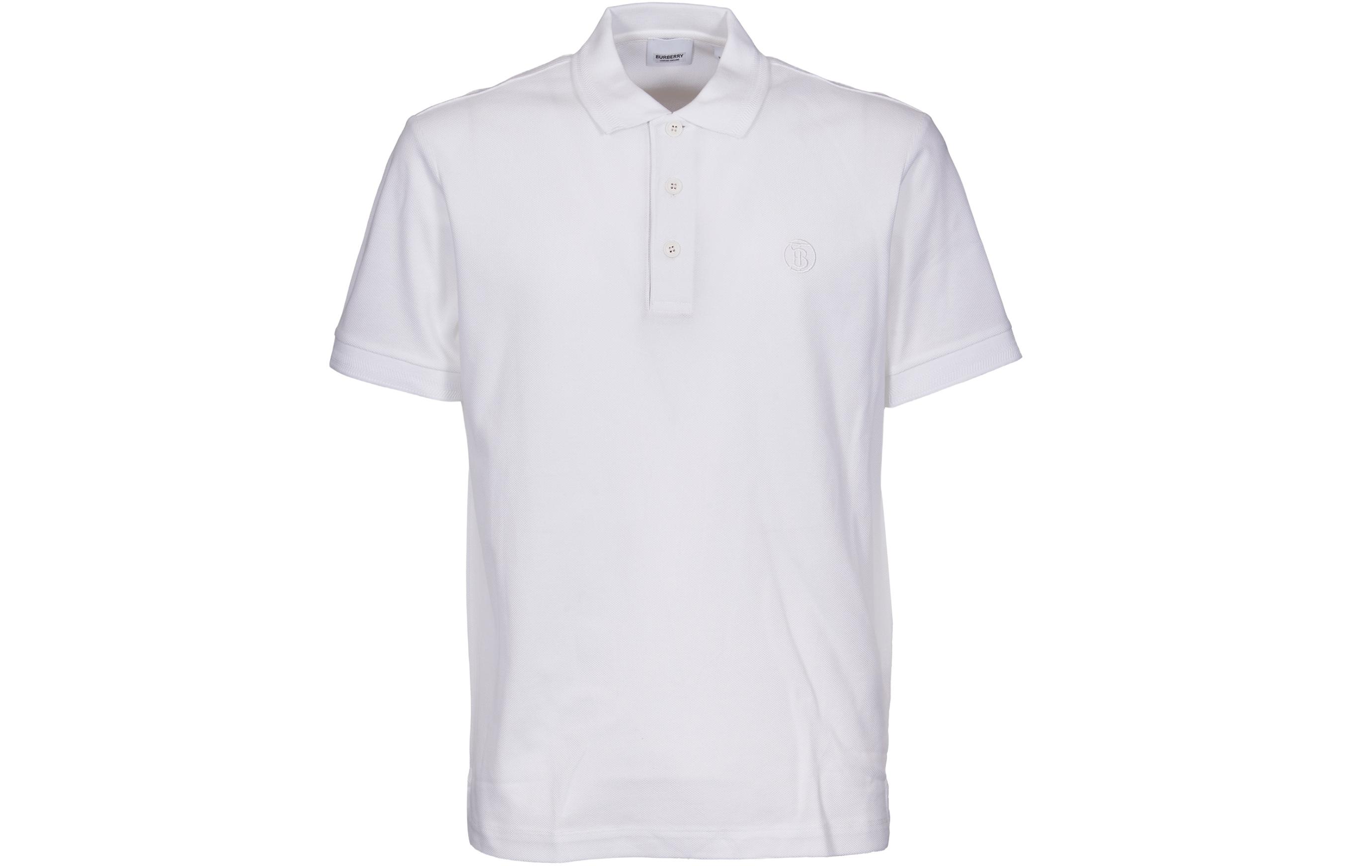 Burberry SS24  White Solid Color Single-Breasted Short Sleeve Polo Shirt. 80840121