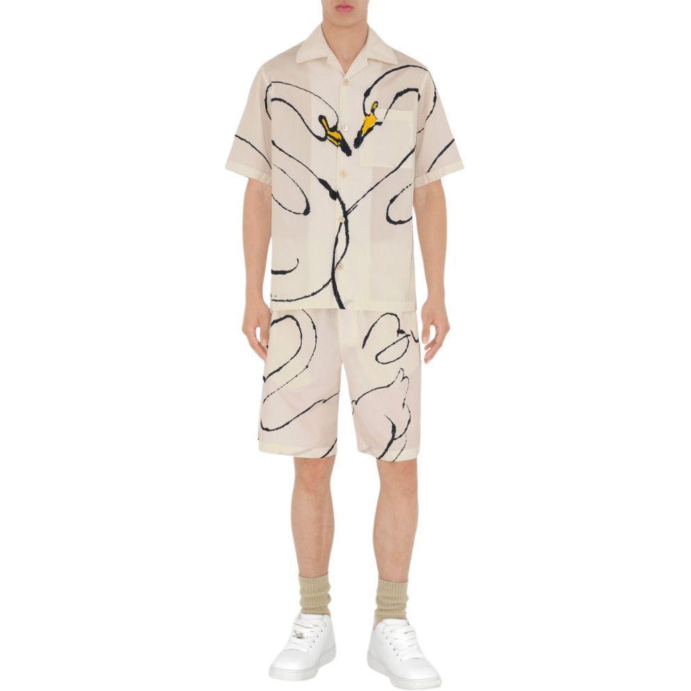 Burberry SS24  White Swan Print Elastic Waist Casual Shorts. 80972091 圖 3