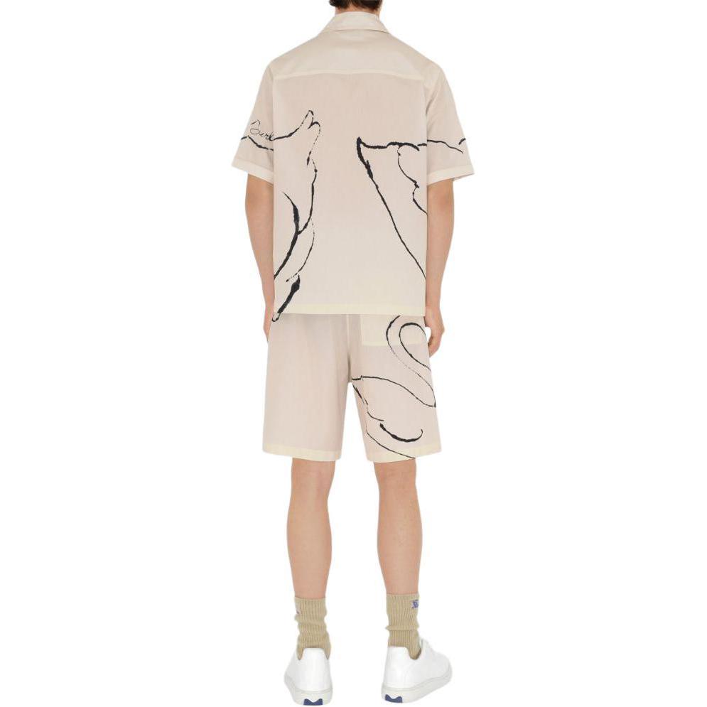 Burberry SS24  White Swan Print Elastic Waist Casual Shorts. 80972091 圖 4