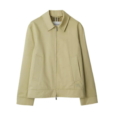 Burberry SS24 Yellow Solid Zip-Up Collared Long-Sleeve Jacket 80875021