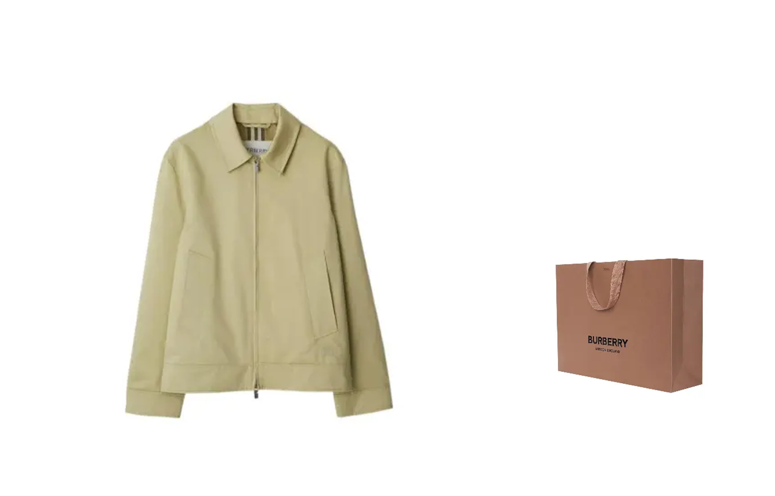 Purchase Burberry SS24 Jaket Kuning Zipper Kerah Panjang Lengan 80875021