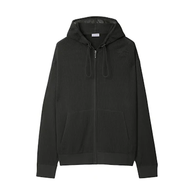 Burberry SS24 Black Solid Color Zip-Up Hoodie 80811751