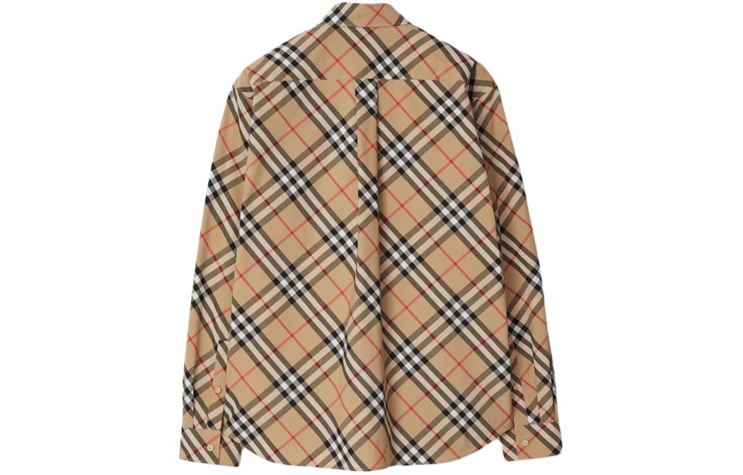 Burberry SS24 Check Button-Up Collar Long Sleeve Shirt Mens Beige. 80876341 圖 3