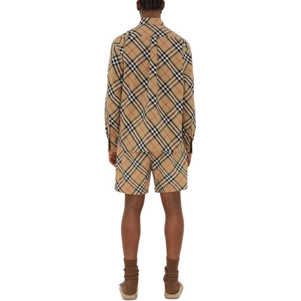 Burberry SS24 Check Button-Up Collar Long Sleeve Shirt Mens Beige. 80876341 圖 5