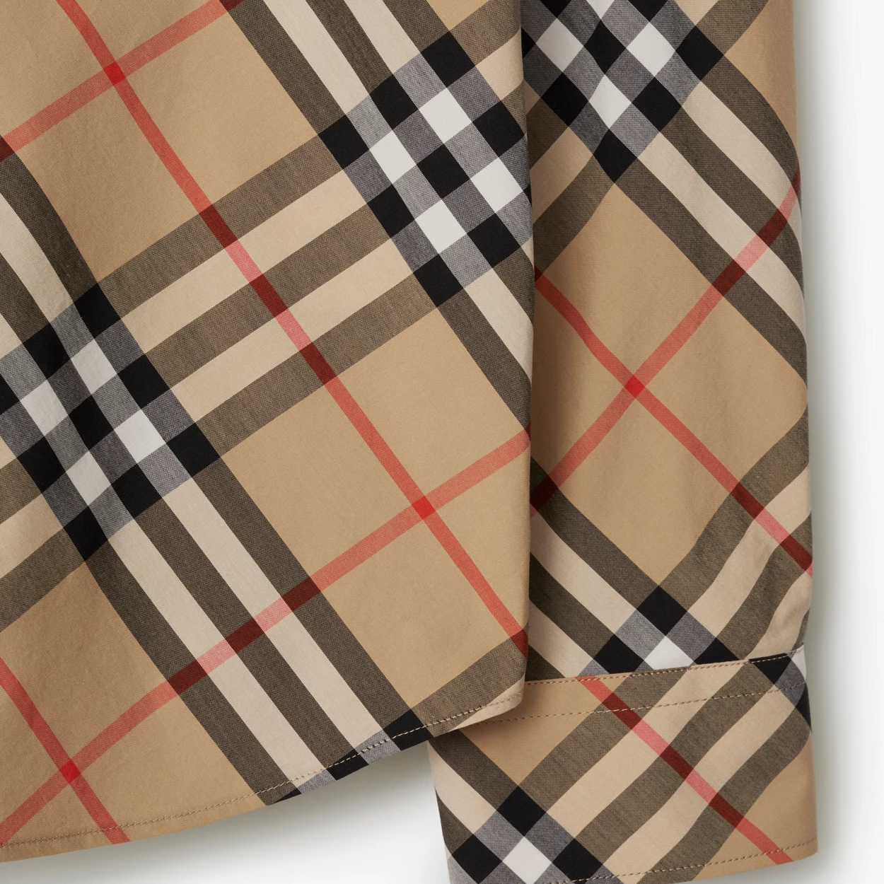 Burberry SS24 Check Button-Up Collar Long Sleeve Shirt Mens Beige. 80876341 圖 7