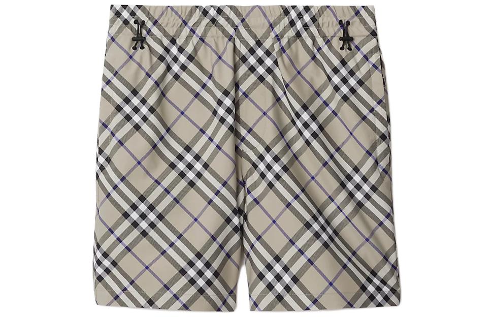 Burberry SS24 Check Logo Drawstring Straight Casual Shorts Men’s - Moss Green. 80872231