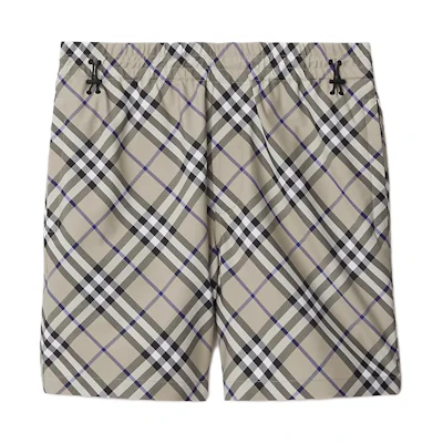 Burberry SS24 Check Logo Drawstring Straight Casual Shorts Men’s - Moss Green. 80872231