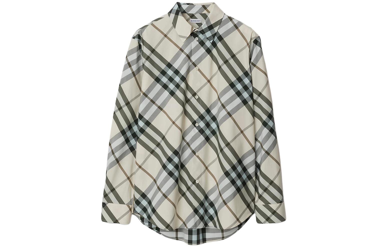 Order Burberry SS24 Baju Patchwork Lengan Panjang Lelaki Warna Snowflake Stone. 80894651