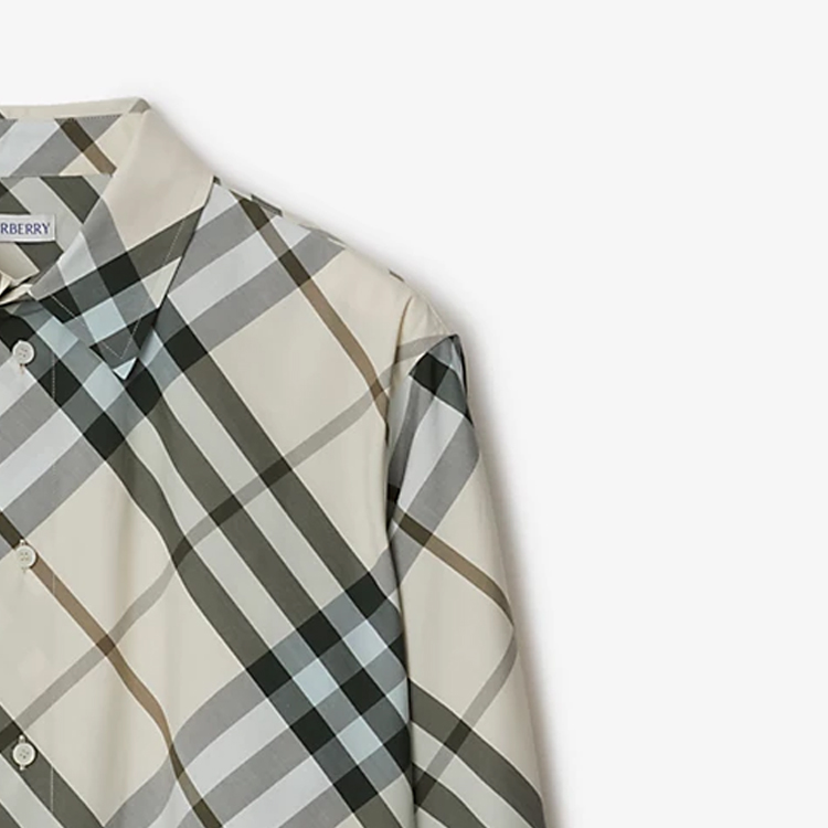 Cheap Burberry SS24 Baju Patchwork Lengan Panjang Lelaki Warna Snowflake Stone. 80894651