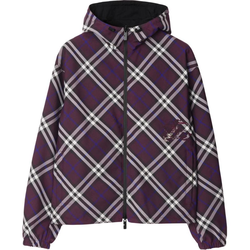 Burberry SS24 Check Zip-Up Reversible Hooded Jacket Purple -  Long Sleeve 80926761 圖 2