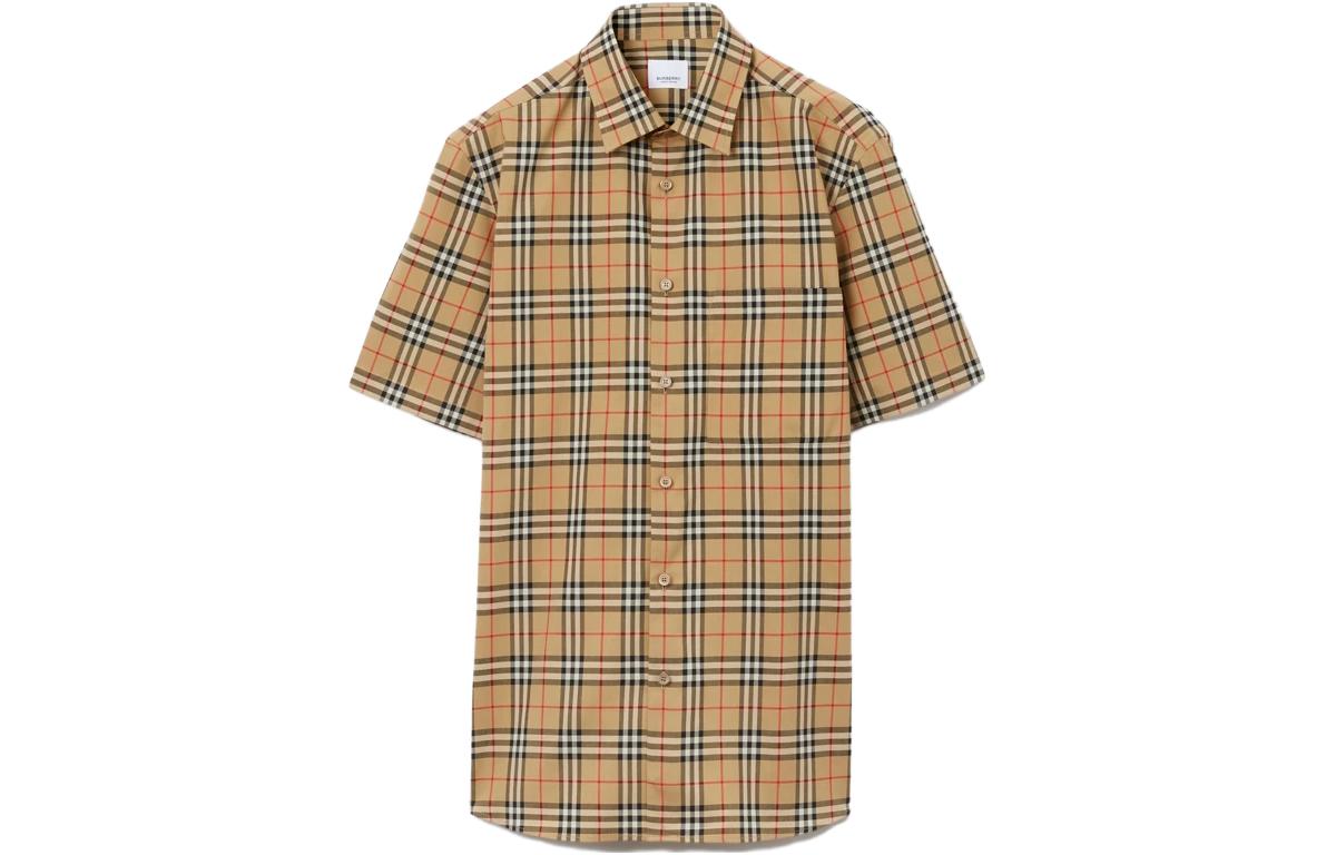 Order Burberry SS24 格紋短袖領襯衫 米色休閒襯衫 80795891